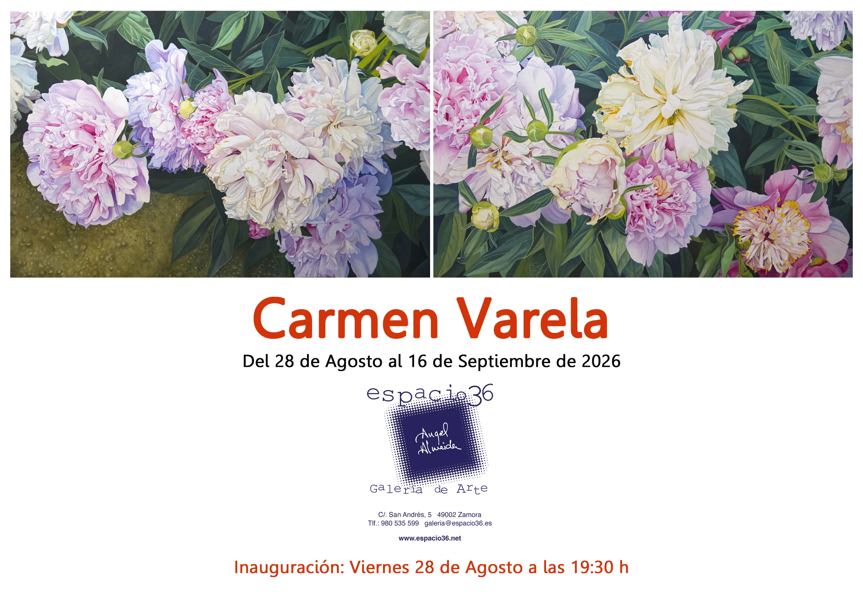 Muestra de la exposición Bendita pintura de luz y silencio acompañada por CARMEN VARELA