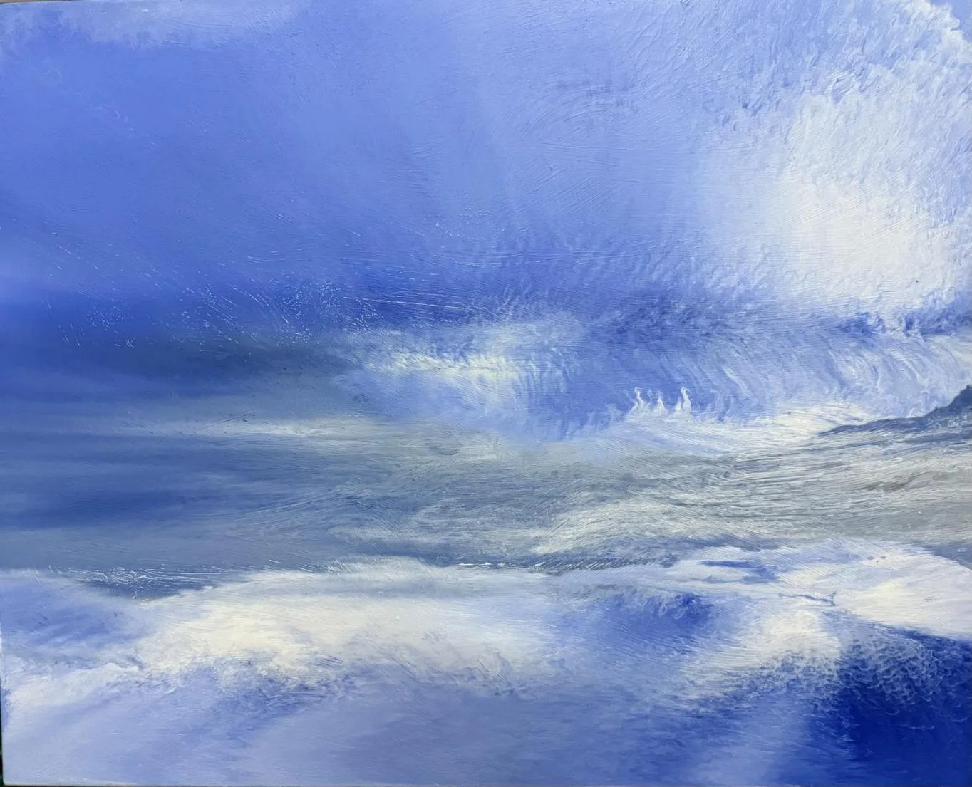 Óleo sobre lienzo de Guillermo Simón, serie Azul: la piel de la distancia, Espacio 36
