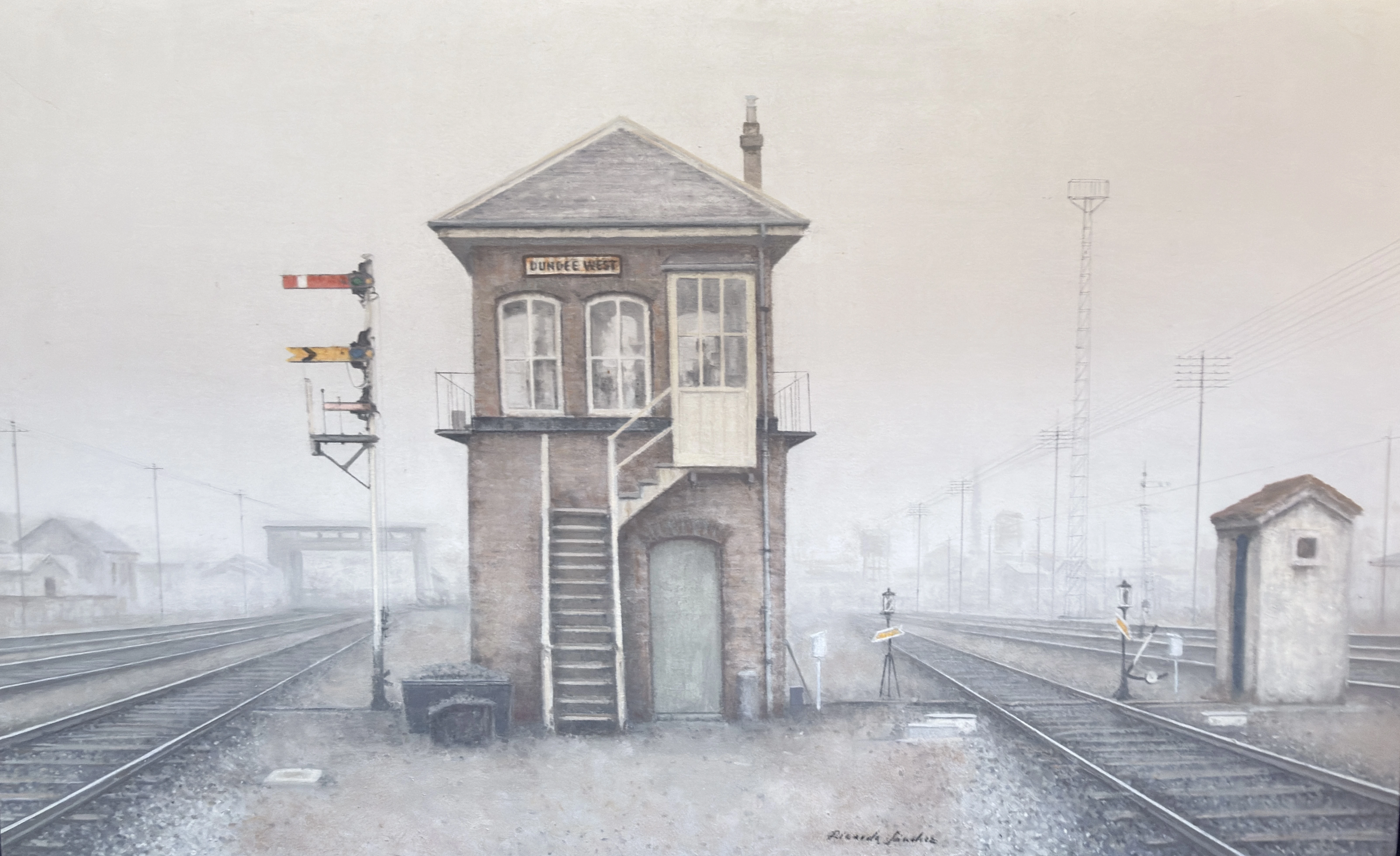 Obra de Ricardo Sánchez con estación ferroviaria en Tres épocas en la pintura, Espacio 36 Zamora